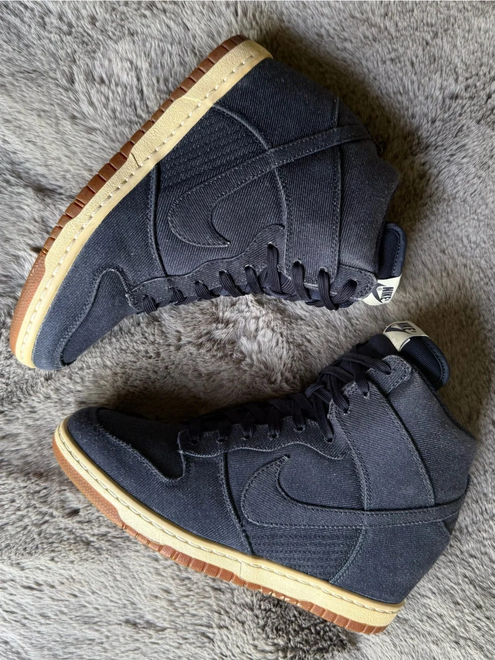 Nike Denim Sky Hi Gum Collection Wedge Sneakers Athleisure Streetwear